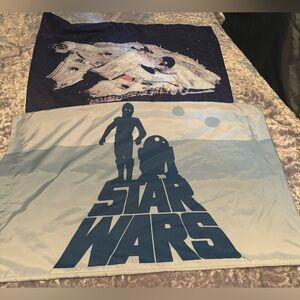 Star‎ Wars Standard Size Pillowcase & Sham C3PO R2D2 Millennium Falcon Lucasfilm